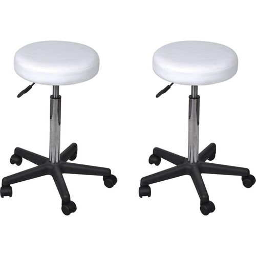 Prolenta Premium Rollhocker 2 Stk. Weiß 35,5 x 98 cm Kunstleder