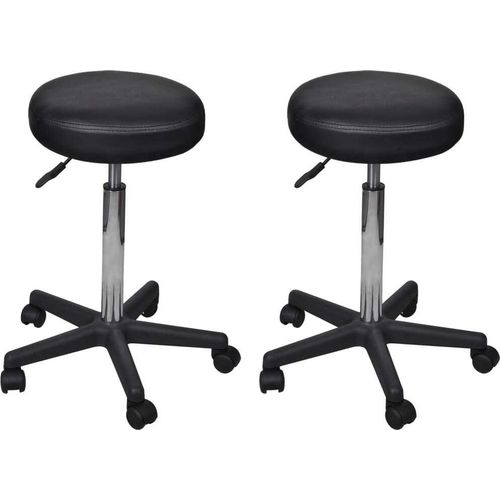 Prolenta Premium Rollhocker 2 Stk. Schwarz 35,5 x 98 cm Kunstleder