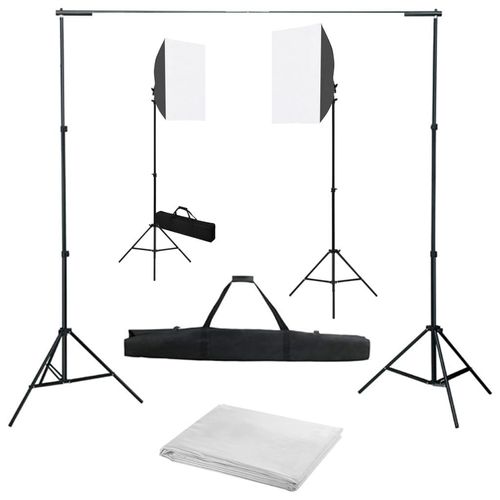 Prolenta Premium - Fotostudio-Set mit Softboxen und Hintergrundsystem