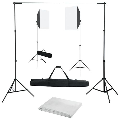 Prolenta Premium - Fotostudio-Set mit Softboxen und Hintergrundsystem