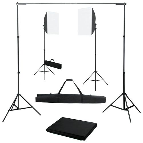 Prolenta Premium - Fotostudio-Set mit Softboxen und Hintergrundsystem