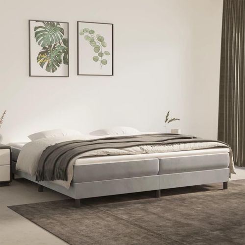 vidaXL Boxspringbett Hellgrau 200x200 cm Samt - Boxspringbett - Boxspringbetten - Bett - Schlafzimmermöbel
