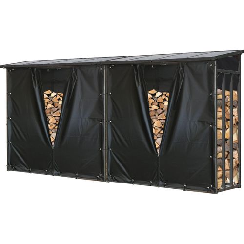 2 Stück Metall Kaminholzregal Anthrazit XXL 185 x 70 x 185 cm mit Wetterschutz Garten Kaminholzunterstand 4,6 m³ / 7 SRM Kaminholzlager Stapelhilfe Aussen