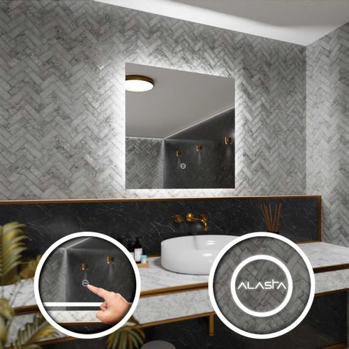 Badspiegel mit LED Beleuchtung und Touch-Schalter - Dubai - 60 cm, 60 cm