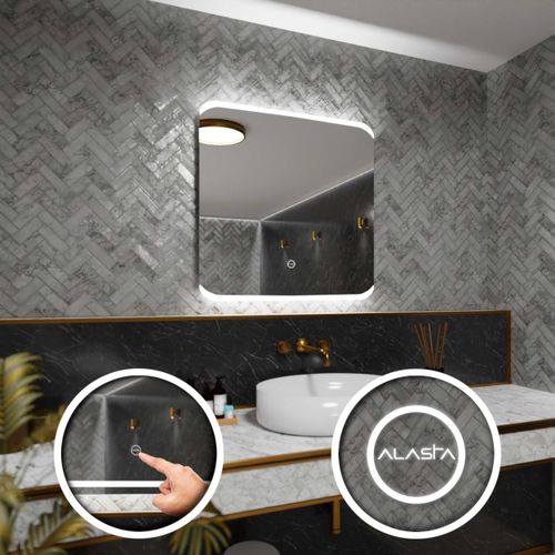 Badspiegel mit LED Beleuchtung und Touch-Schalter - Modena - 60 cm, 60 cm