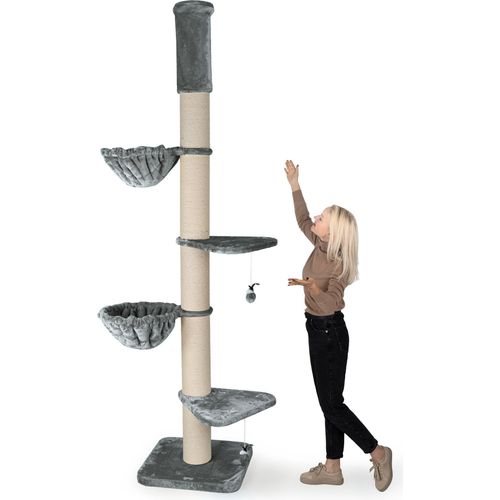 HAPPYPET Kratzbaum 'Leonardo' Grosse Katzen Stabil XXL Deckenhoch, 250 bis 275 cm - 18 cm Dicke Stämme, Katzenkratzbaum für Maine Coons & Ragdolls