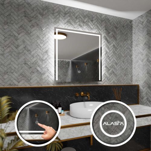 Badspiegel mit LED Beleuchtung und Touch-Schalter - Sydney - 80 cm, 80 cm