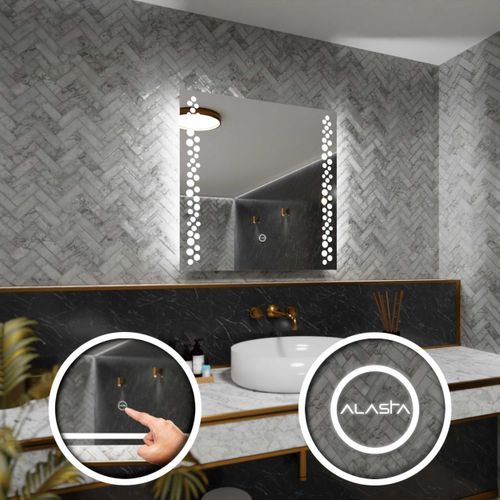 Badspiegel mit LED Beleuchtung und Touch-Schalter - Toronto - 60 cm, 60 cm
