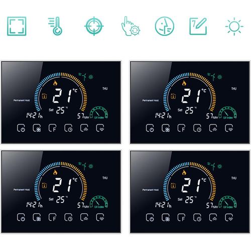 4X Intelligent Raumthermostat Thermostat fußbodenheizung Warmwasserbereitung 5+1+1 sechs Perioden programmierbarer Thermostat Wandthermostat Digital LCD mit Sperrfunktion 95-240 V