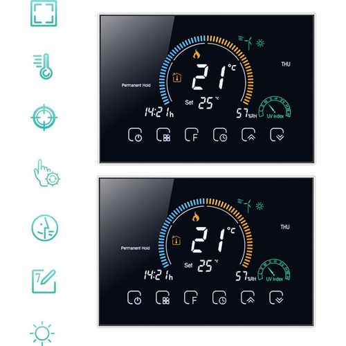2X Intelligent Raumthermostat Thermostat fußbodenheizung Warmwasserbereitung 5+1+1 sechs Perioden programmierbarer Thermostat Wandthermostat Digital LCD mit Sperrfunktion 95-240 V