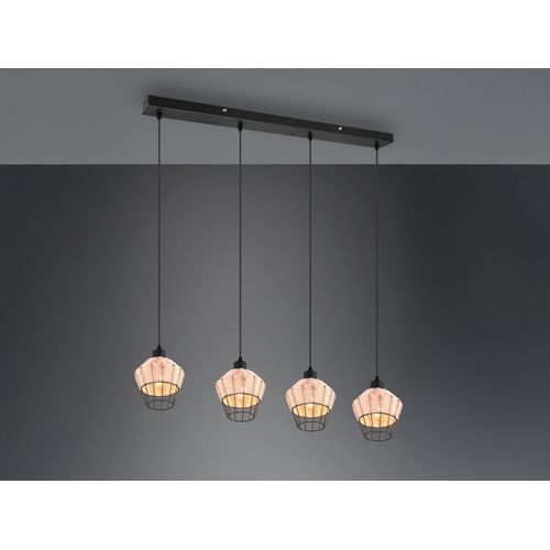 LED Balken Pendelleuchte Modern Boho Esstischlampe Küchenlampe schwarz 4 flammig