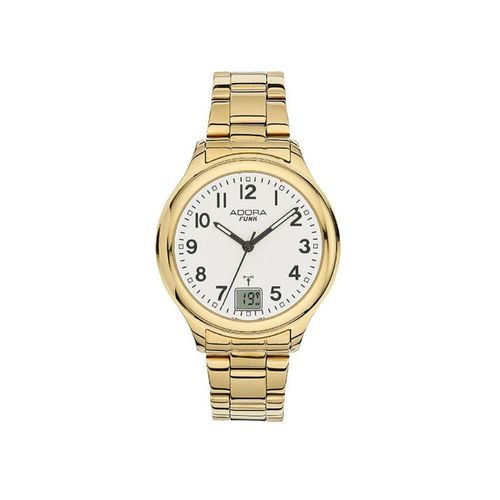 Adora Funk Damenuhr Ø 35mm gelbgoldfarben Edelstahlband Analog 5 BAR