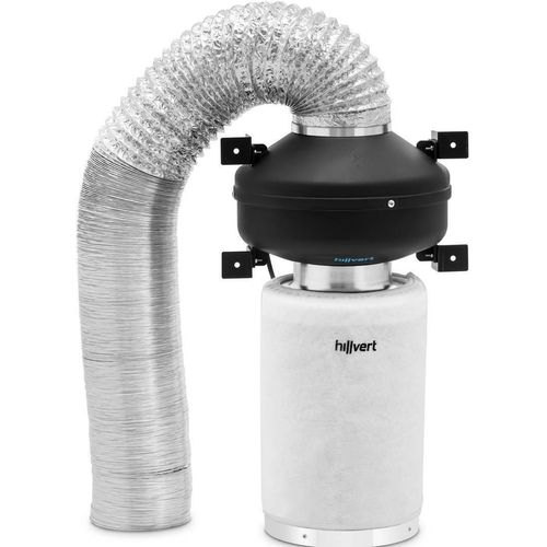 hillvert Abluftset - Aktivkohlefilter / Rohrventilator / Abluftschlauch - Ø 130 mm Auslass