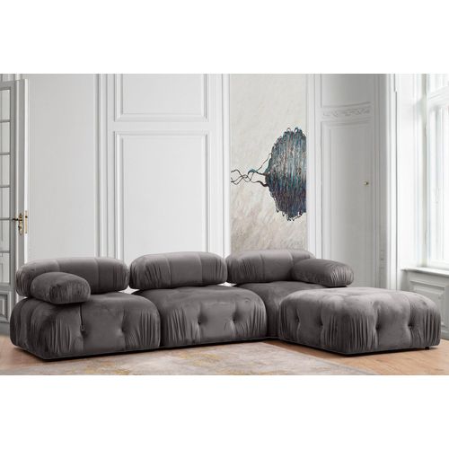Hanah Home, Bubble Corner ( L1-O1-1R -Puf) - Grey, Ecksofas, Grau, Polyester, 288 x 75 x 95 x cm