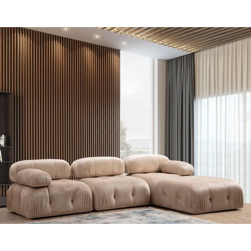 Hanah Home, Bubble Corner ( L1-O1-1R -Puf) - Cream, Ecksofas, Creme, Polyester, 288 x 75 x 95 x cm