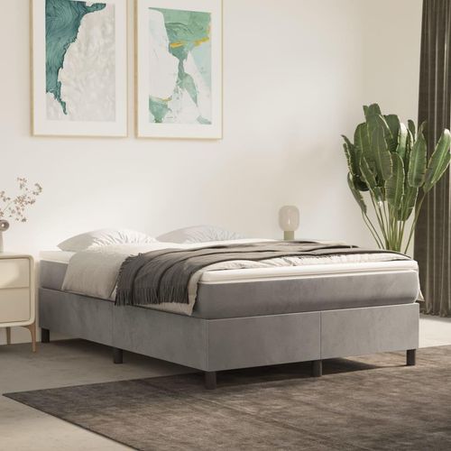 vidaXL Boxspringbett Hellgrau 140x200 cm Samt - Boxspringbett - Boxspringbetten - Bett - Schlafzimmermöbel