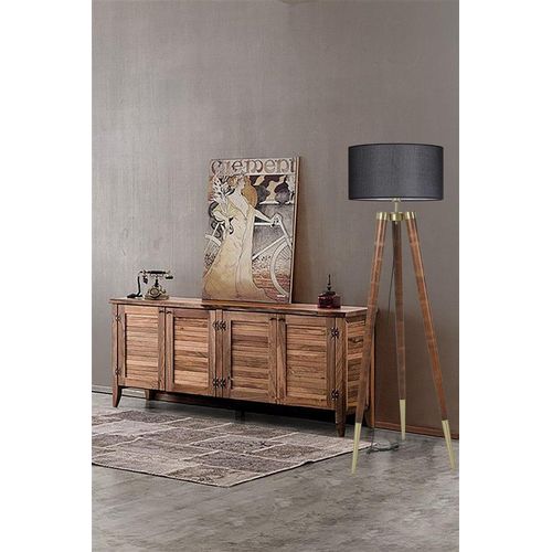 Opviq, 8578- 8578LUN, Schwarz,,Nussbaumfarbe, Stehlampen, Hornbeam -Körper