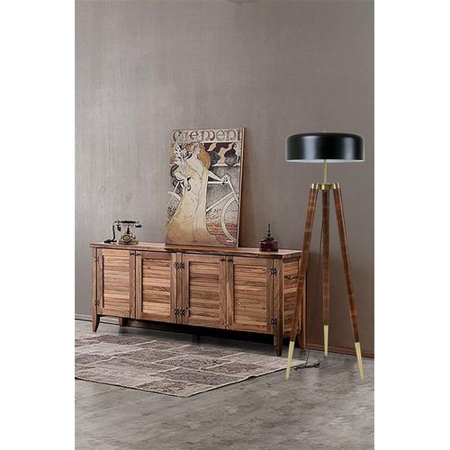 Opviq, 8578- 8578LUN, Schwarz,,Nussbaumfarbe, Stehlampen, Hornbeam -Körper