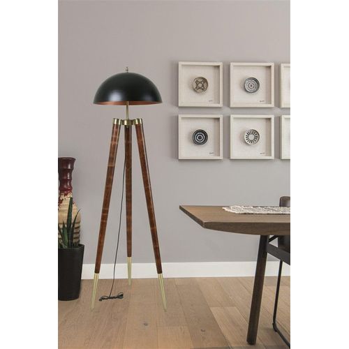 Opviq, 8578- 8578LUN, Schwarz,,Nussbaumfarbe, Stehlampen, Hornbeam -Körper