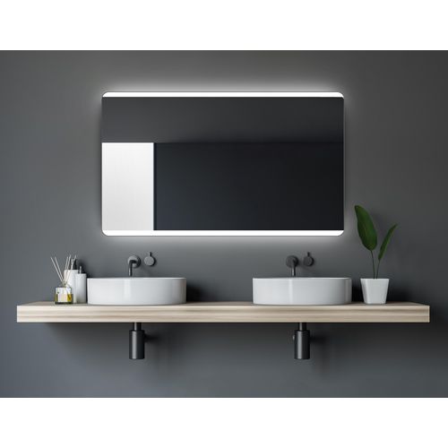 Badspiegel mit Beleuchtung Talos Chic 120 x 70 cm Wandspiegel - hochwertiger Aluminiumrahmen mit Kippschalter - Lichtspiegel mit Lichtfarbe Neutralweiß Badezimmerspiegel