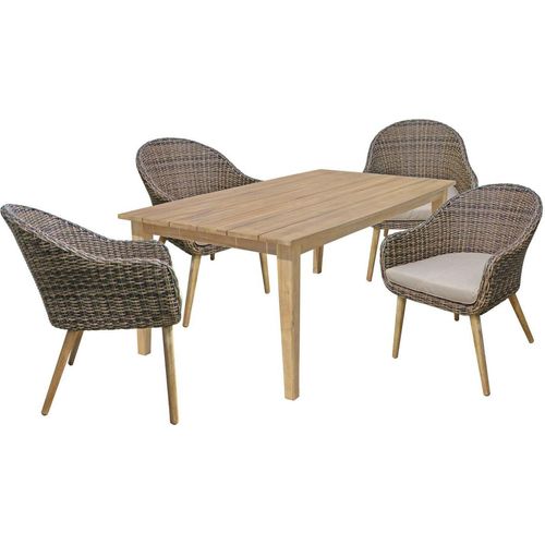 Tischgruppe VISILIA/PUEBLO 4x Stühle 1x Tisch Kunststoffgeflecht