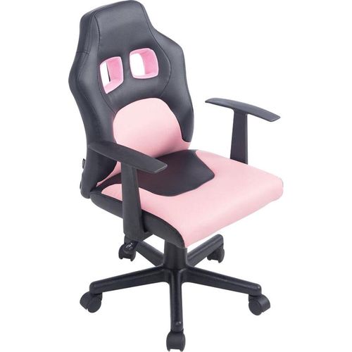 TPFLiving Kinder Bürostuhl Funny Kunstleder schwarz/pink
