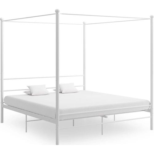 The Living Store Himmelbett Weiß Metall 200x200 cm