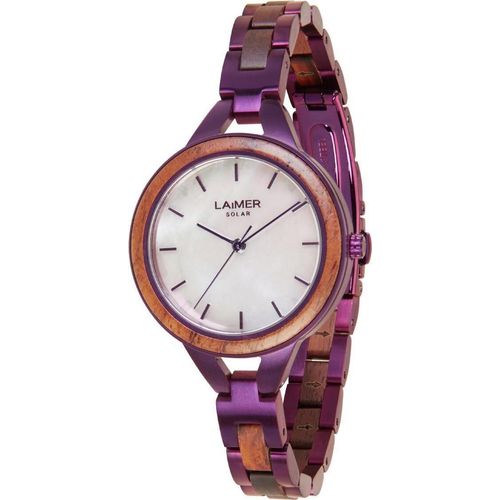 LAiMER Solar Damen Uhr 0179 Margot Nussbaumholz mit Perlmutt