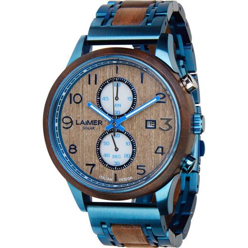 LAiMER Solar Herren Uhr 0174 Moritz Nussholz Chronograph