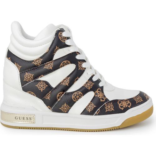 Guess Lisa Frauen Kunstleder Keil Turnschuhe Weiß Braun – 7 UK - 40 EU - 9,5 US / Weiss-braun