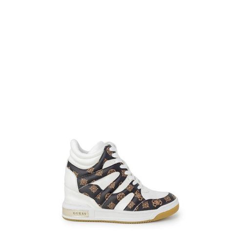 Guess Lisa Frauen Kunstleder Keil Turnschuhe Weiß Braun – 6 UK - 39 EU - 8,5 US / Weiss-braun
