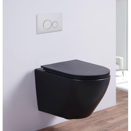 Spülrandloses Wand-WC inkl. Soft-Close Sitz WHR-586075 (matt-schwarz)
