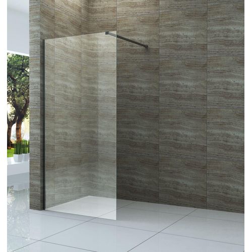 Duschwand DIDIVO mit schwarzen Anbauteilen in 120 x 200 cm