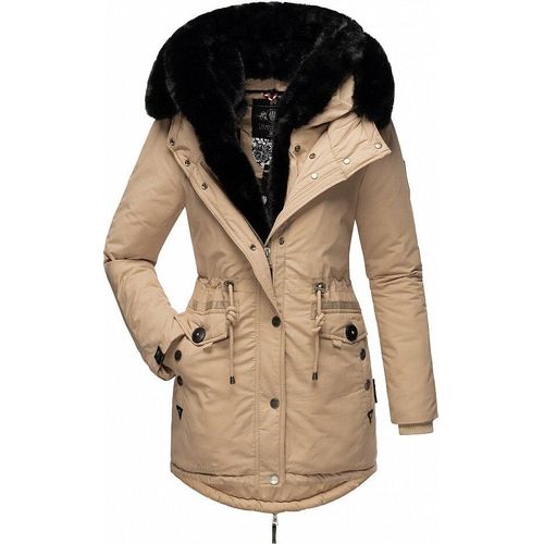 Navahoo Damen Jacke Parka Mantel Winterjacke Warm Gefüttert Kapuze Sweety Taupe Gr. 36 - S