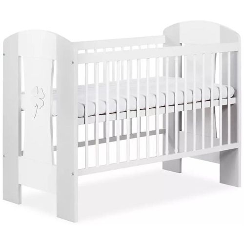 Babybett Fleur, 60x120 cm, Weiß/Grau, Boden in der Höhe verstellbar (3 Positionen), exklusive Matratze
