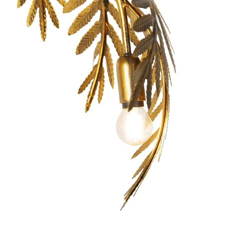 QAZQA - Landhaus I Vintage Vintage Stehlampe Antik Gold I Messing 3-flammig groß - Botanica I Wohnzimmer I Schlafzimmer - Stahl Länglich - LED geeignet E14