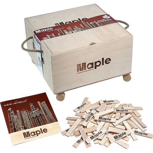 Maple 500 Holzbausteine mit Aufbewahrungsbox Natur Bausteine Bauklötze Holzplättchen rechteckig