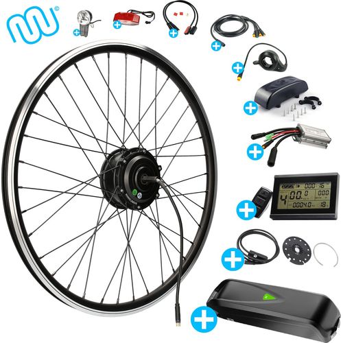 windmeile | E-Bike Umbausatz, Vorderrad Motor, inklusive Akku, mit komplettem Zubehör, Silber, 20“ Zoll, Umbau Kit, Pedelec