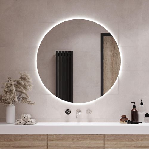 LED Badspiegel Badezimmerspiegel mit Beleuchtung Rundspiegel - Rund Ø80 cm – (Kaltweiß 6500K)