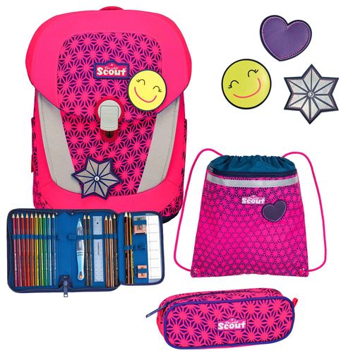 Scout Schulranzen Neon Safety Sunny II Set 4-teilig Pink Glow neonpink