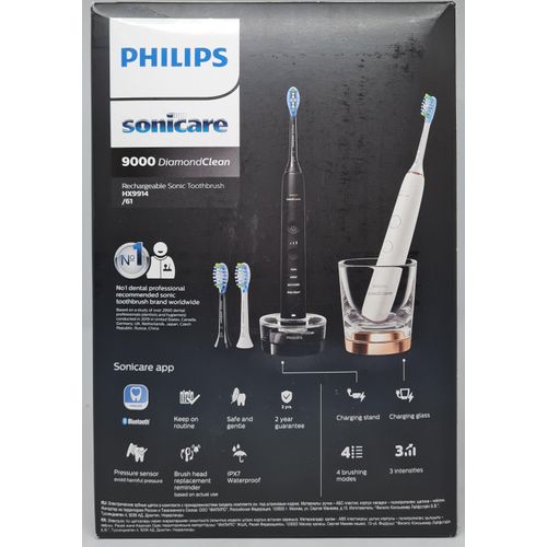 Philips Sonicare DiamondClean 9000 Schallzahnbürsten Schwarz und Weiß Pflege