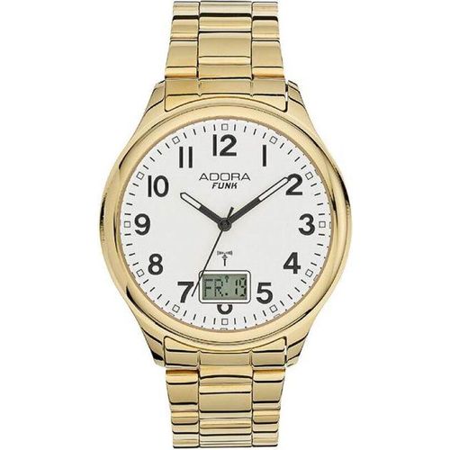 ADORA Funk Herren Armbanduhr Ø 42mm Edelstahl gelbgoldfarben 5 Bar