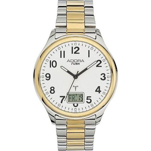 ADORA Funk Herren Armbanduhr Ø 42mm Edelstahl silber-/gelbgoldfarben
