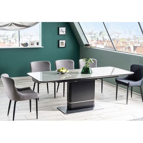 Esstisch Säulentisch Pallas Ceramic 160-210x90x76cm Marmor grau schwarz ausziehbar