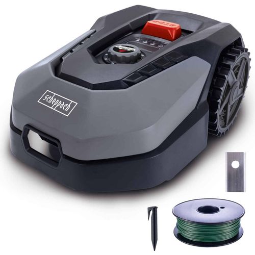Scheppach Rasenmähroboter RoboCut XL600 | bis 600 m² Rasenfläche | Schnittbreite 180 mm | Schnitthöhe 20 – 60 mm stufenlos | 55 dB | via App bedienbar