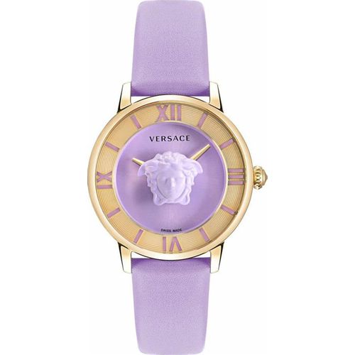 Versace VE2R00522 La Medusa gold lila Leder Armband Uhr Damen NEU