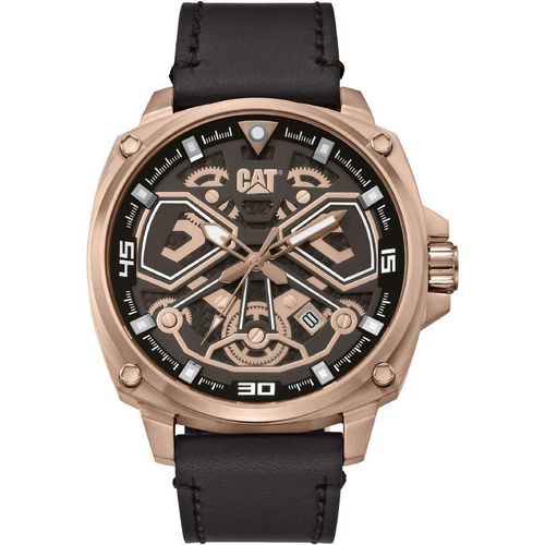 CAT Armbanduhr - Tokyo braun-rosagold, Armband Leder braun, 44mm