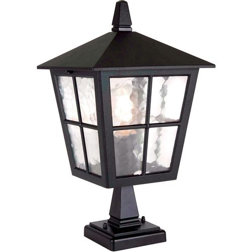 Wegeleuchte IP43 E27 38 cm Schwarz Glas Aluminium Rustikal Hof Haus Stehleuchte außen
