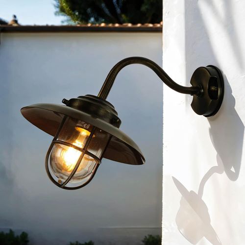 Wandleuchte außen IP43 E27 Messing Maritim Wandlampe außen Garten Terrasse