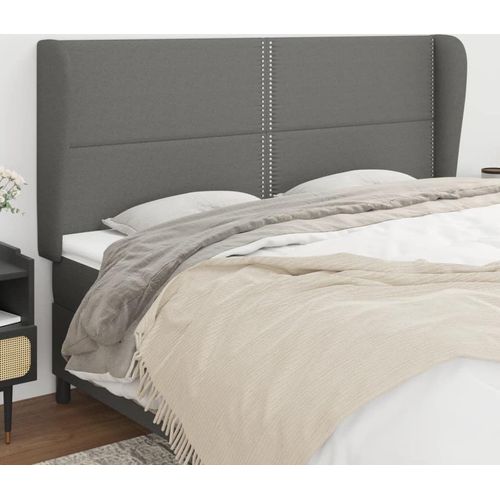 vidaXL Kopfteil mit Ohren Dunkelgrau 203x23x118/128 cm Stoff
